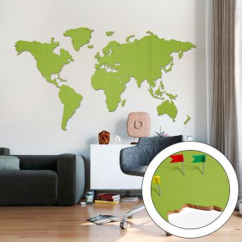 korkowa mapa świata 200x105cm zielona