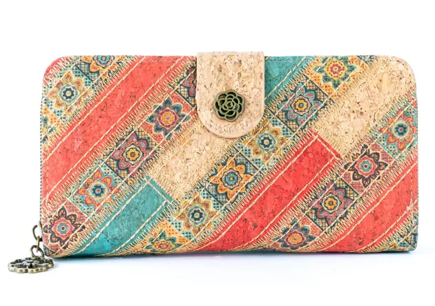 Portfel korkowy z nadrukiem i przeszyciami patchworkowymi - NOWOŚĆ !!!