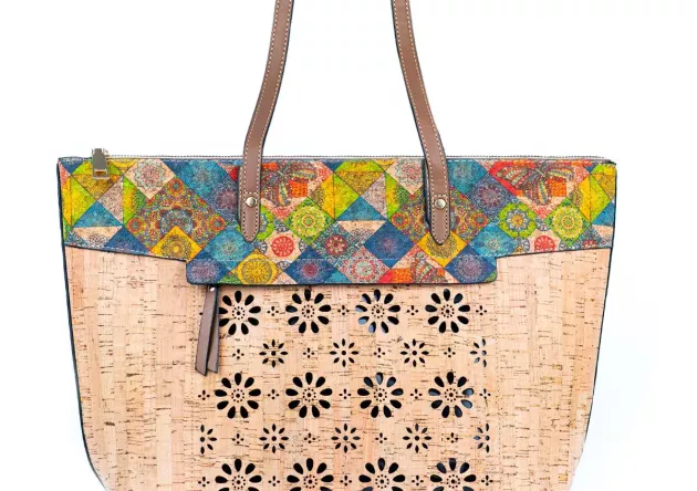 Duża torba korkowa na ramię, z wycięciami