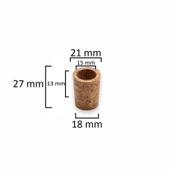 Korek stożkowy 27x21/18 z otworem