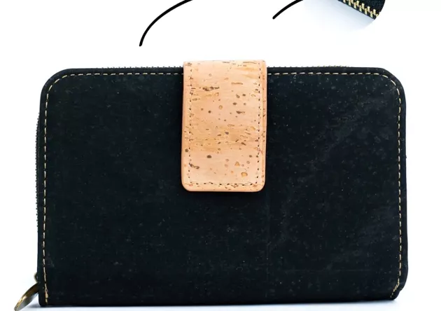 Portfel damski z korka, zapinany na zamek -  NOWOŚĆ !!!