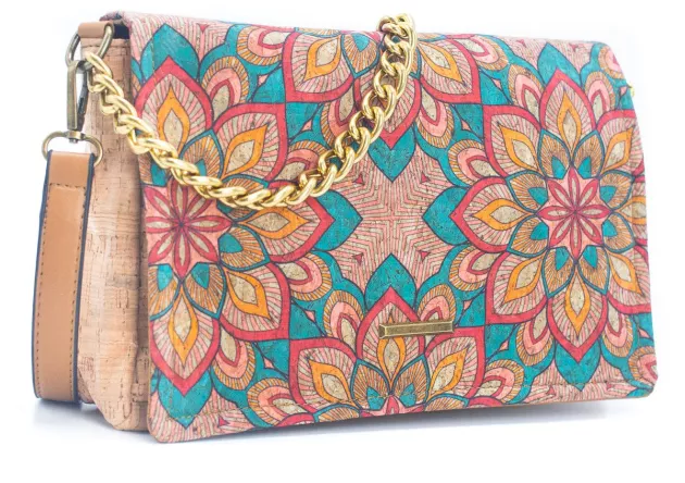 Torebka damska, listonoszka z korka w kwiaty