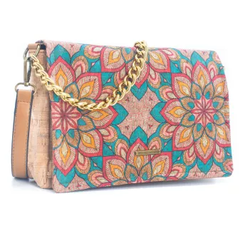 Torebka damska, listonoszka z korka w kwiaty